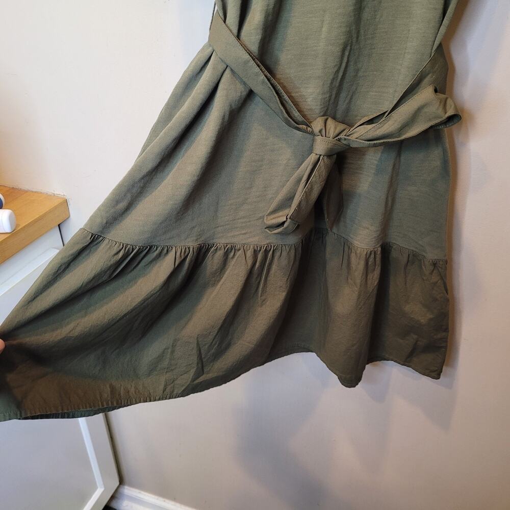 Nation LTD Green Cotton Evangeline Puff Sleeve Flounced Hem Belted Dress Size S - Picture 4 of 8